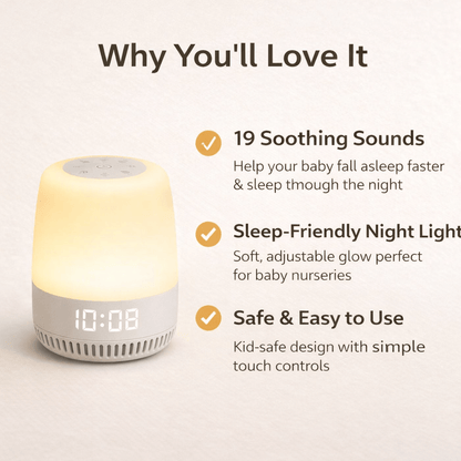 Experience faster, longer baby sleep with Holomas gentle white noise machine